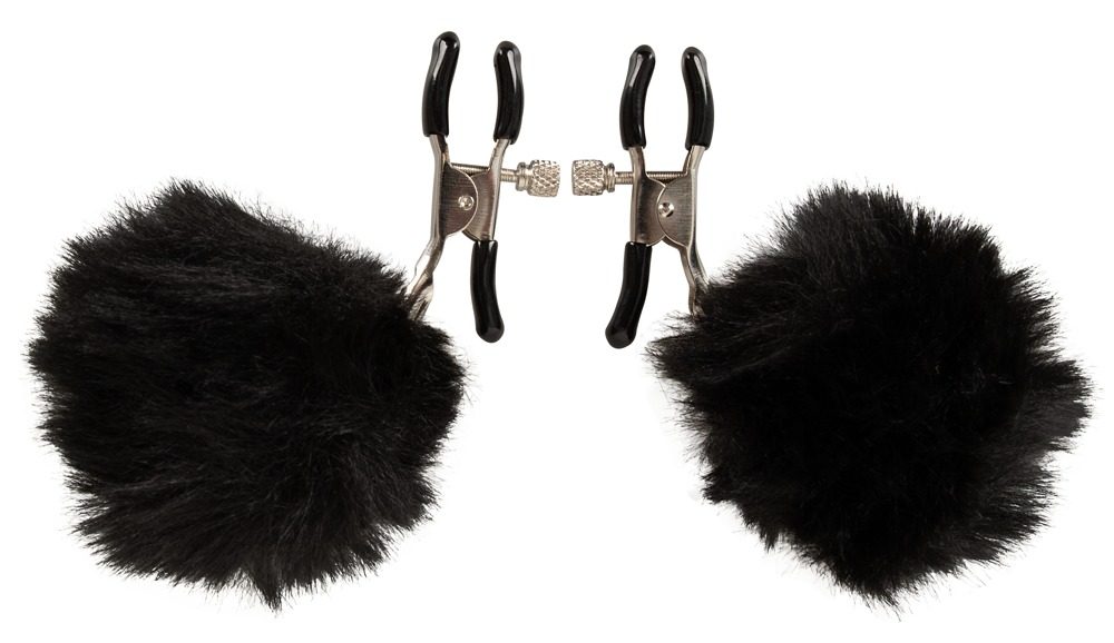 Magic Shiver svorky na bradavky s jemnými černými bambulkami