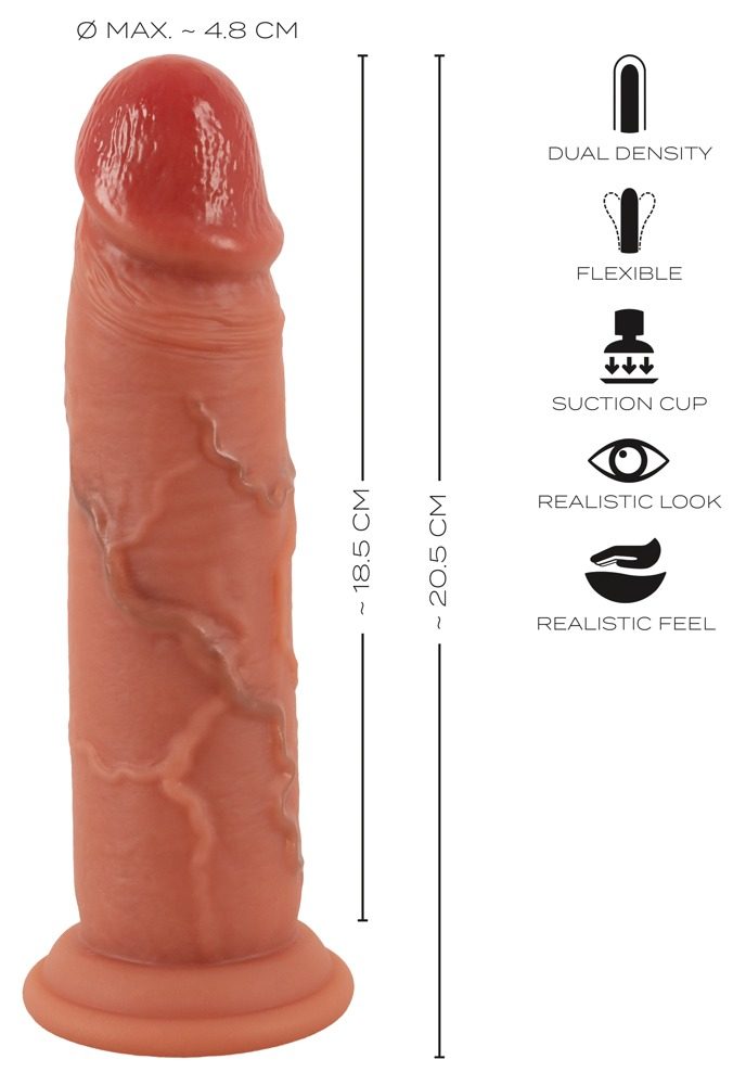 Realistixxx Real Skin Dual Density Dildo 20.5cm Skin (obrázek 4)