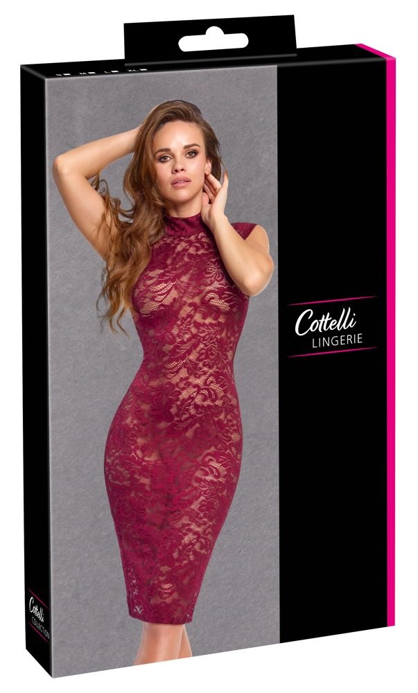 Cottelli Long Lace Dress 2718979 Red - L (obrázek 7)