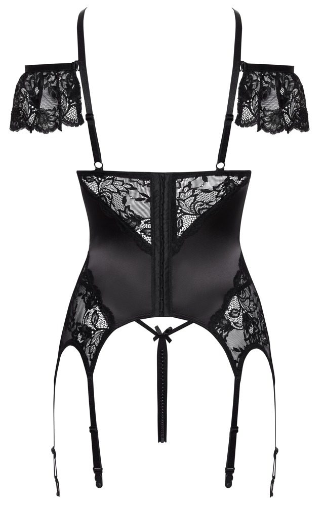 Cottelli Elegant Satin Shine Basque with Stimulating Pearls 2633205 Black - M (obrázek 8)