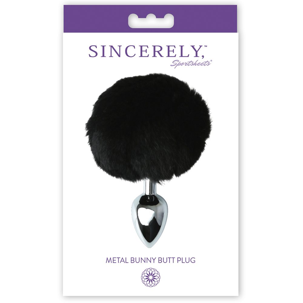 Sportsheets Sincerely Metal Bunny Butt Plug Black