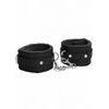 Ouch! Plush Leather Hand Cuffs Black