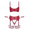 Cottelli Wireless Bra & Crotchless Suspender Thong Matte Look Set with Handcuffs