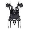Cottelli Elegant Satin Shine Basque with Stimulating Pearls 2633205 Black