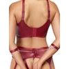 Cottelli Wireless Bra & Crotchless Suspender Thong Matte Look Set with Handcuffs