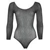 NO:XQSE - long-sleeved, shiny mesh body - black