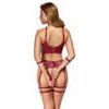Cottelli Wireless Bra & Crotchless Suspender Thong Matte Look Set with Handcuffs