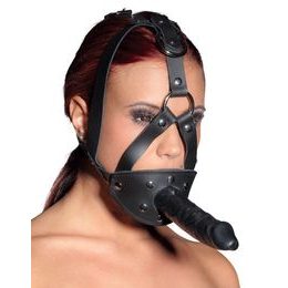 ZADO Leather Head Harness with Dildo