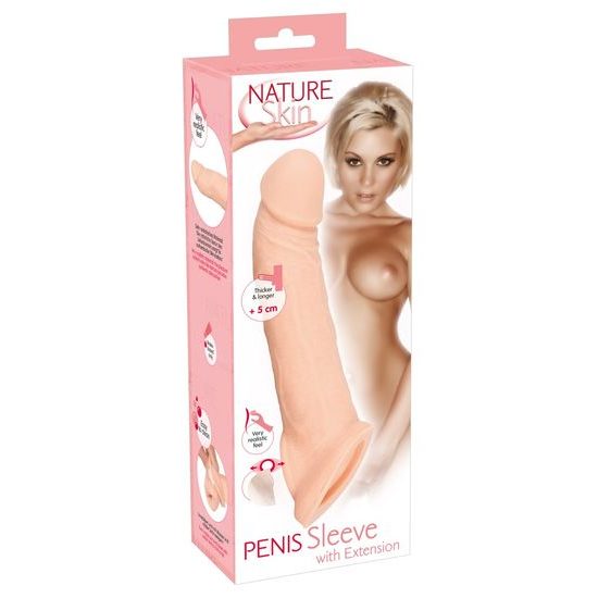 Nature Skin Penis Sleeve with Extension 21 cm