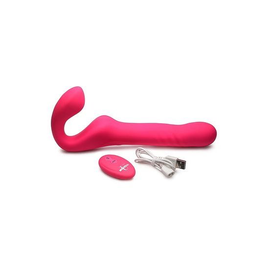 Strap U Mighty-Thrust Thrusting & Vibrating Strapless Strap-On with Remote Pink