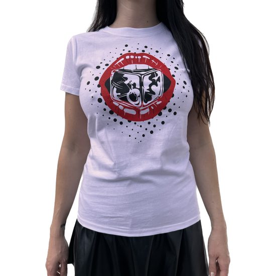 Women's t-shirt Erofest pattern lips white