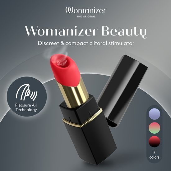 Womanizer Beauty - въздушновълнова клиторстимулираща играчка във форма на червило (черна)