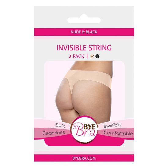 Bye Bra Invisible Thong (Nude & Black 2-Pack)