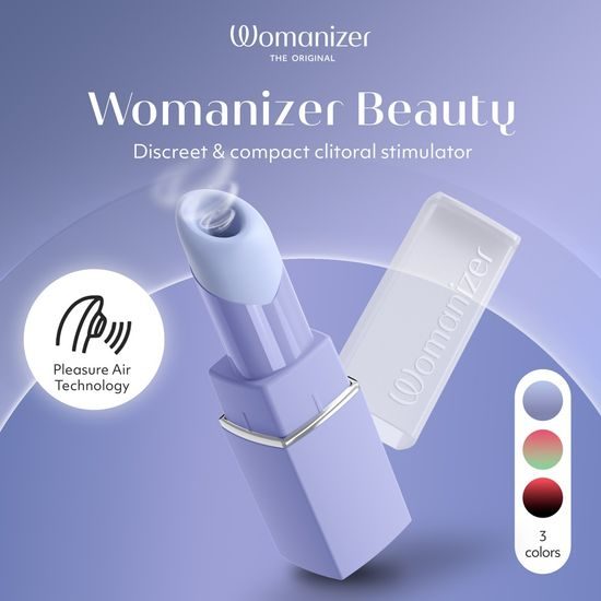 Womanizer Beauty - вибратор за клитор с въздушни вълни във форма на червило (лилав)