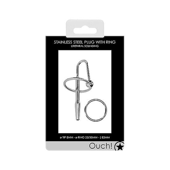 Ouch! Urethral Sounding Metal Plug with Ring