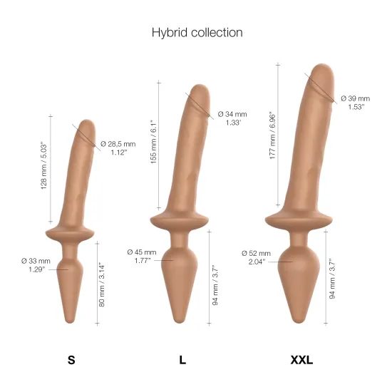 Strap-on-me Swith Realistic L 2v1 silikonové dildo přírodní