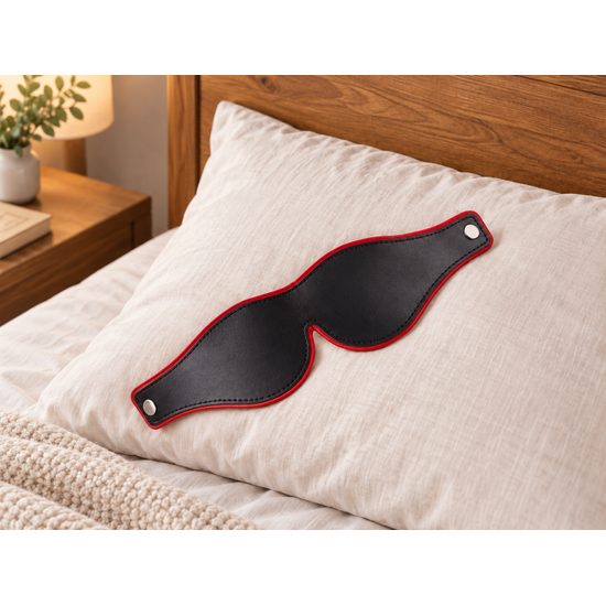 LOVEO Skórzana maska na oczy Red / Black