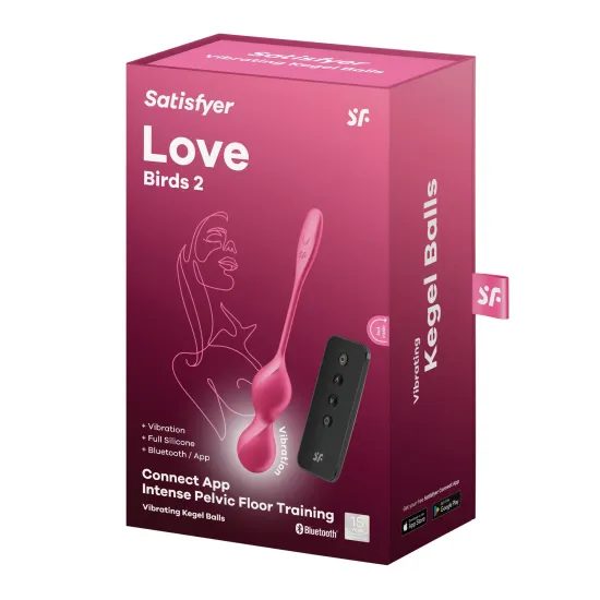 Satisfyer Love Birds 2, chytré vibrační Venušiny kuličky s dálkovým ovládáním 22,2 x 3,3 cm