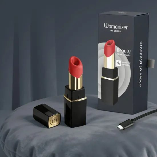 Womanizer Beauty - въздушновълнова клиторстимулираща играчка във форма на червило (черна)