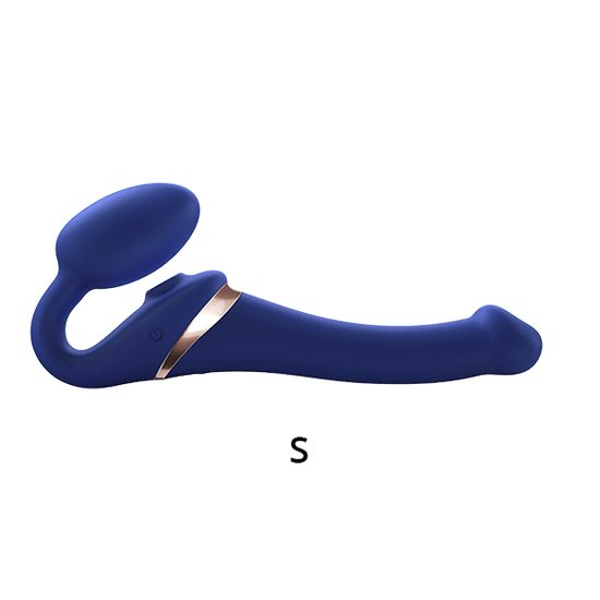 Strap-On-Me Tvarovatelný samodržící vibrační strapon s jazýčkem S (modrý)