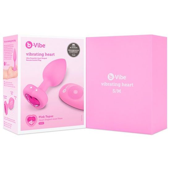 b-Vibe Vibrating Heart Plug S/M Pink