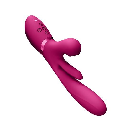 Vive Kura Thrusting G Spot with Flapping Tongue and Pulse Wave Stimulator Pink