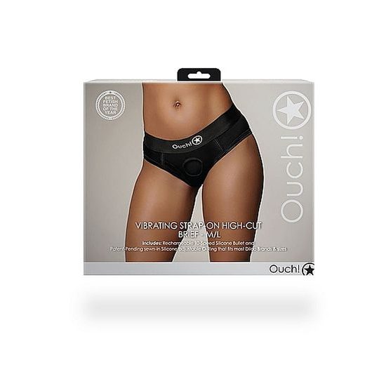 Ouch! Vibrating Strap-on High-cut Brief M/L