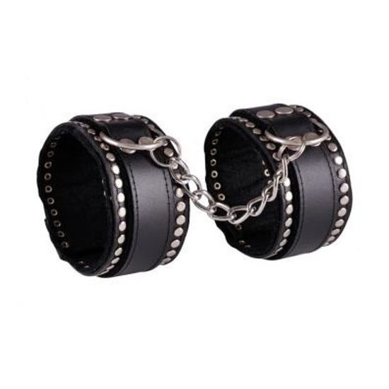 Leather leg cuffs decorated - black / black