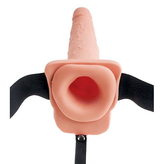 Fetish Fantasy 9" Hollow Squirting Strap On with Balls