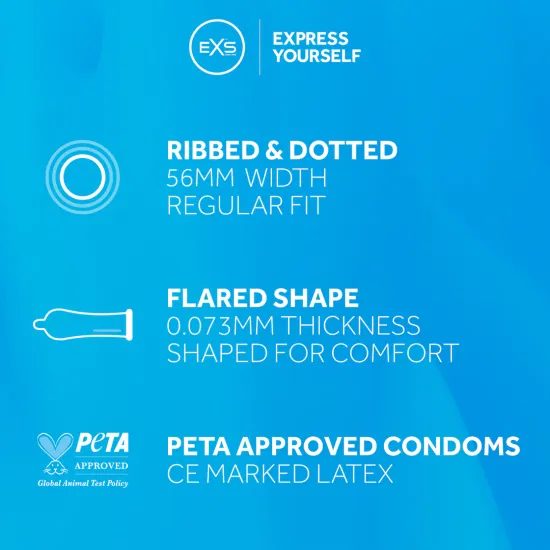 EXS Comfy Fit Ribbed and Dotted Condoms 12 pcs