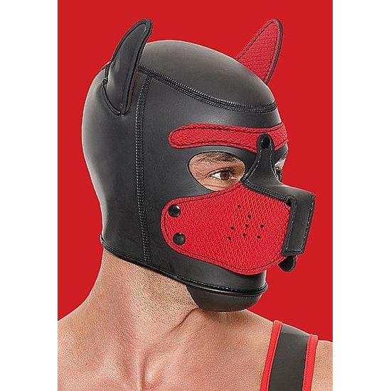Psí maska Ouch! Puppy Play Puppy Hood červená