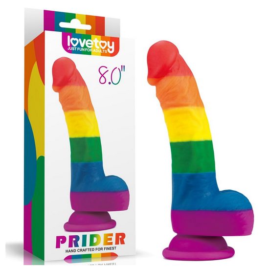 Lovetoy PRIDER LGBT rainbow dildo 8"