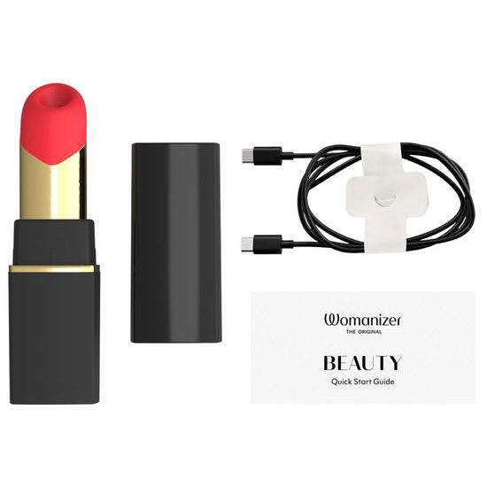 Womanizer Beauty - въздушновълнова клиторстимулираща играчка във форма на червило (черна)