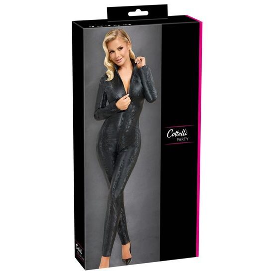 Cottelli Party Jumpsuit s hadím vzorem - černý