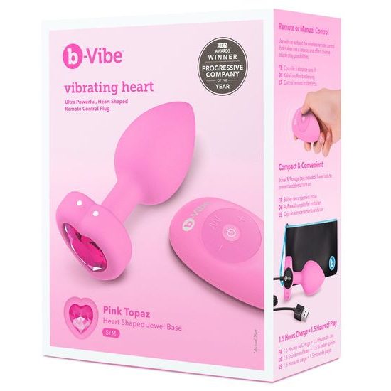 b-Vibe Vibrating Heart Plug S/M Pink