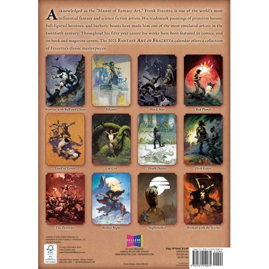 FANTASY ART OF FRANK FRAZETTA - 2021 CALENDAR ***sleva 50%!***