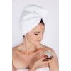 MaryBerry, wellness turban do sauny, bílý s růžovým lemem
