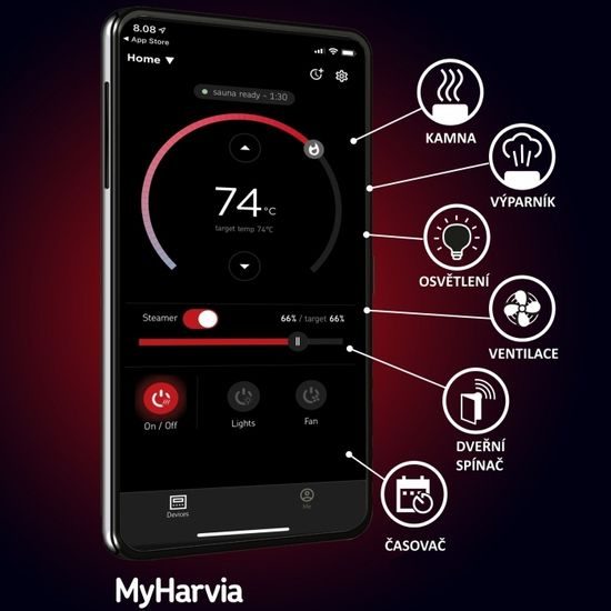 HARVIA Xenio CX110C Combi WiFi, řídící jednotka
