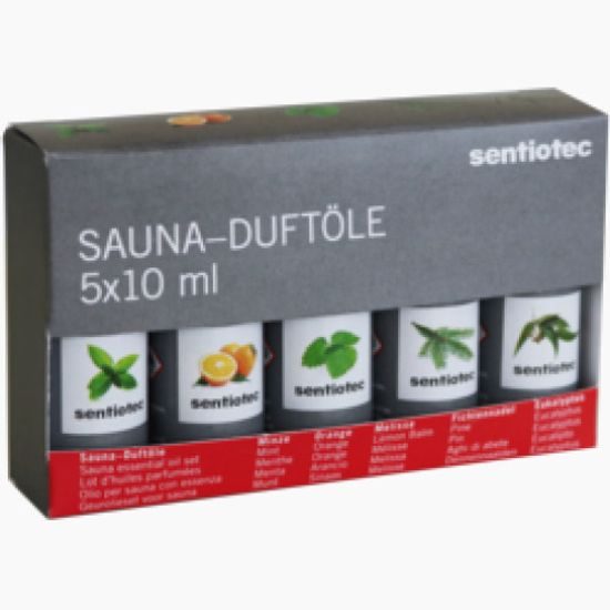 Sentiotec, sada esenciálních olejů do finské sauny, 5 x 10ml