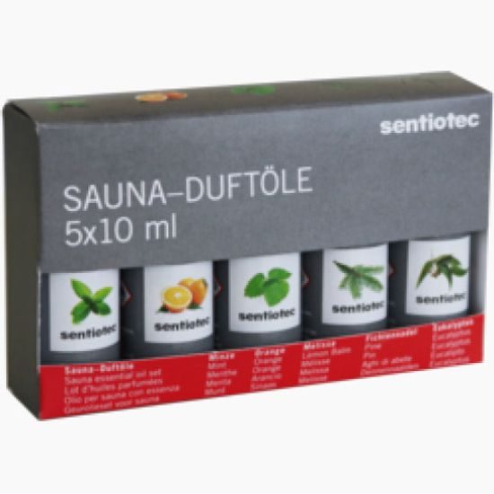 Sentiotec, sada esenciálních olejů, aroma do sauny, 5x10ml