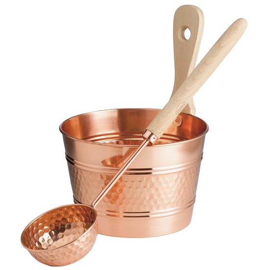 SAUNIA Copper, měděné vědro s naběračkou, 4L, set