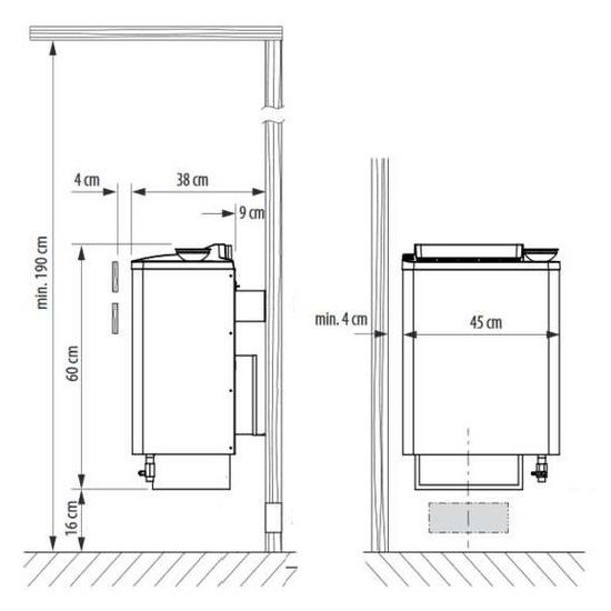 EOS Bi-O Tec W 7,5 kW nástěnná saunová kamna antracit / perla s výparníkem