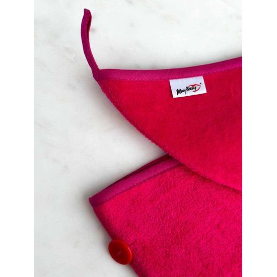 MaryBerry, Raspberry Splasch, turban do sauny, bílý s růžovým lemem