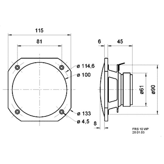 Visaton FRS 10 WP - 8 Ohm, širokopásmový vestavný reproduktor