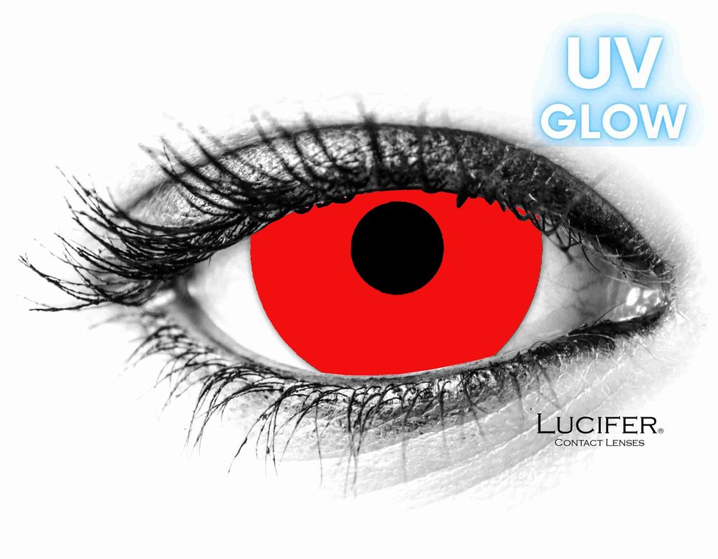 Crazy šošovky - nedioptrické - UV GLOW RED mini sclera (2 šošovky) -  Lucifer - Mini Sclera šošovky (17 mm) - LuciferLenses.sk
