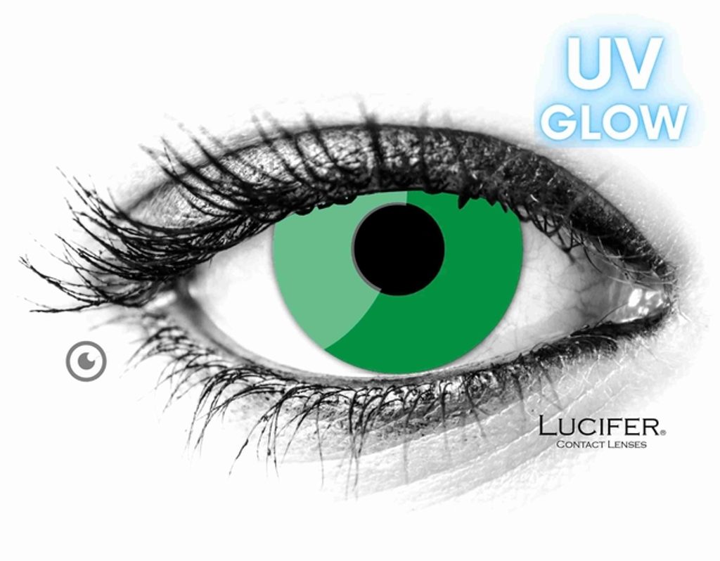 Crazy šošovky - nedioptrické - GLOW GREEN UV svietiace (2 šošovky) -  Lucifer - Crazy šošovky - LuciferLenses.sk