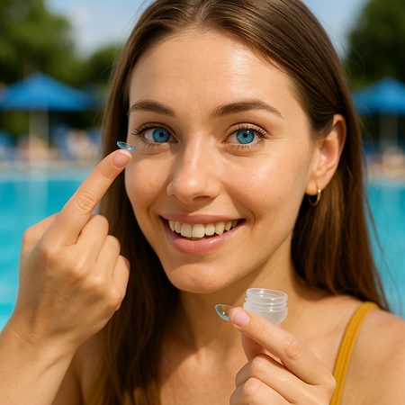 Sommer mit farbigen Kontaktlinsen: Was du tun solltest (und was lieber nicht), wenn du sie mit ans Wasser, zum Sport und zum Relaxen nehmen willst