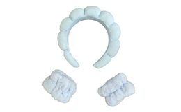 Cosmetic Headband and Anti-Drip Wristbands - Blue