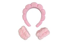 Cosmetic Headband and Anti-Drip Wristbands - Pink