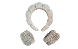 Cosmetic Headband and Anti-Drip Wristbands - Grey